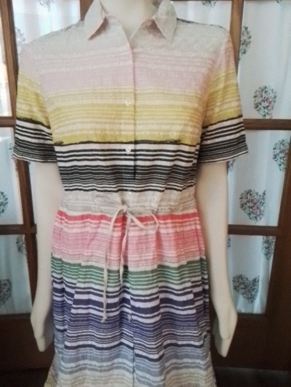 Vilagallo Multicolor Striped Maxi Shirt Dress, Size 14/16.